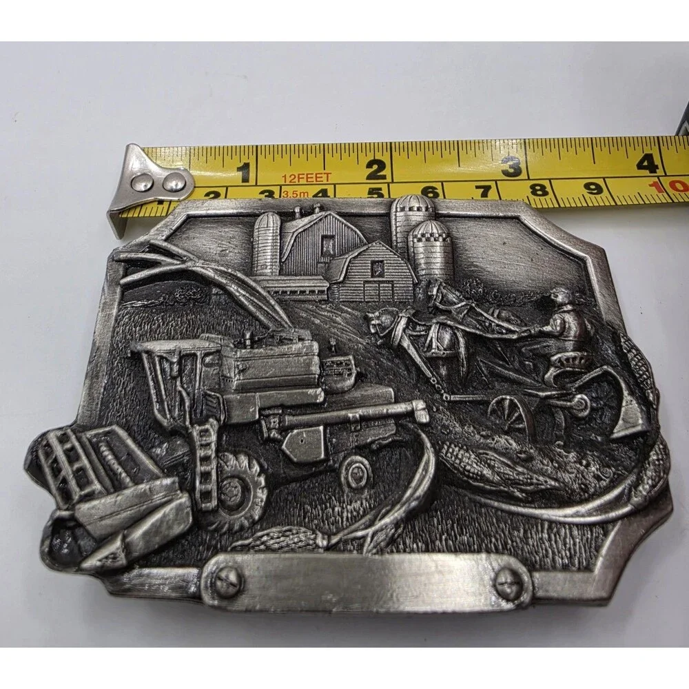 Vintage 1983 Siskiyou O-27 Farm Belt Buckle Combine Tractor Barn Engravable